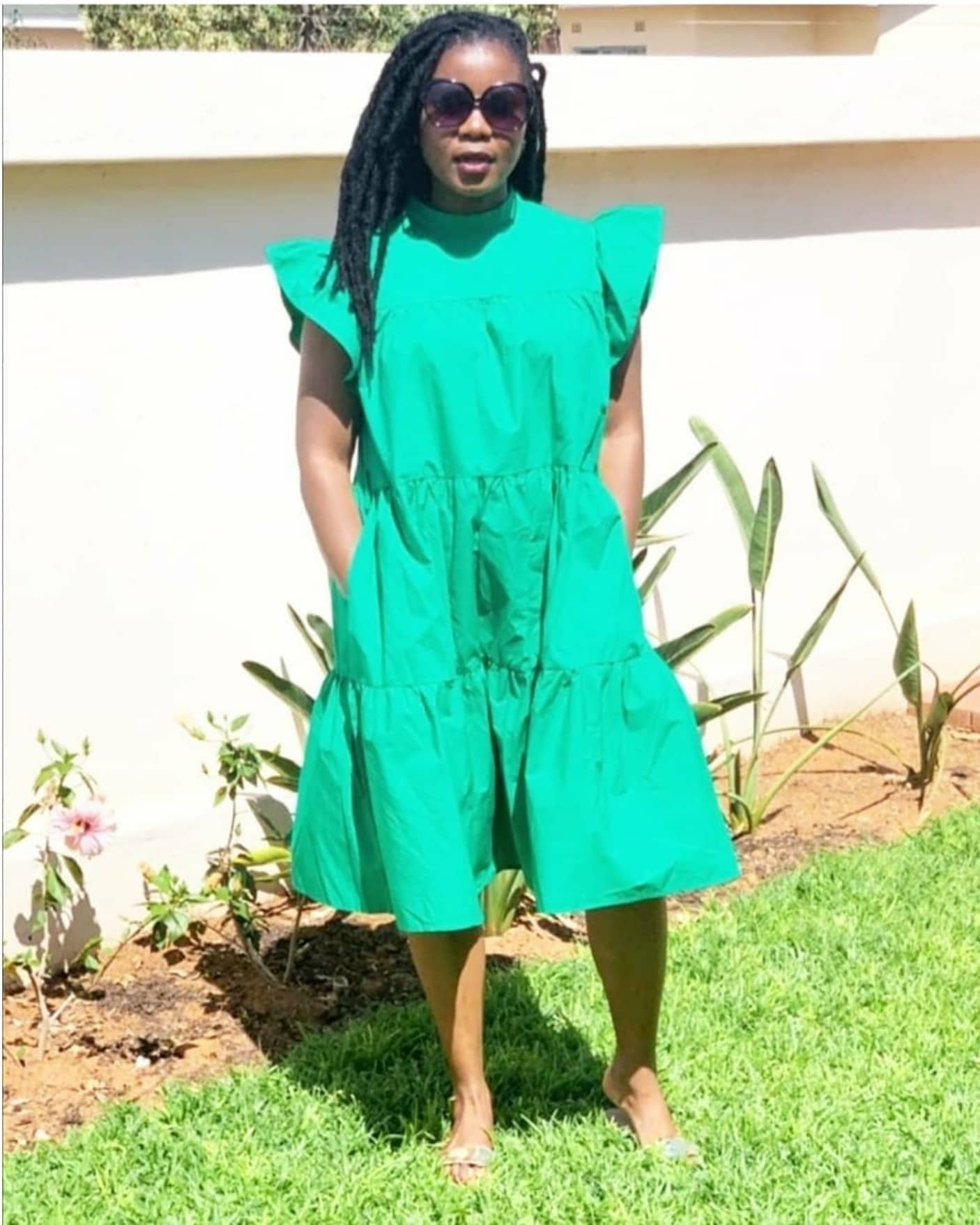 Green Poplin dress style